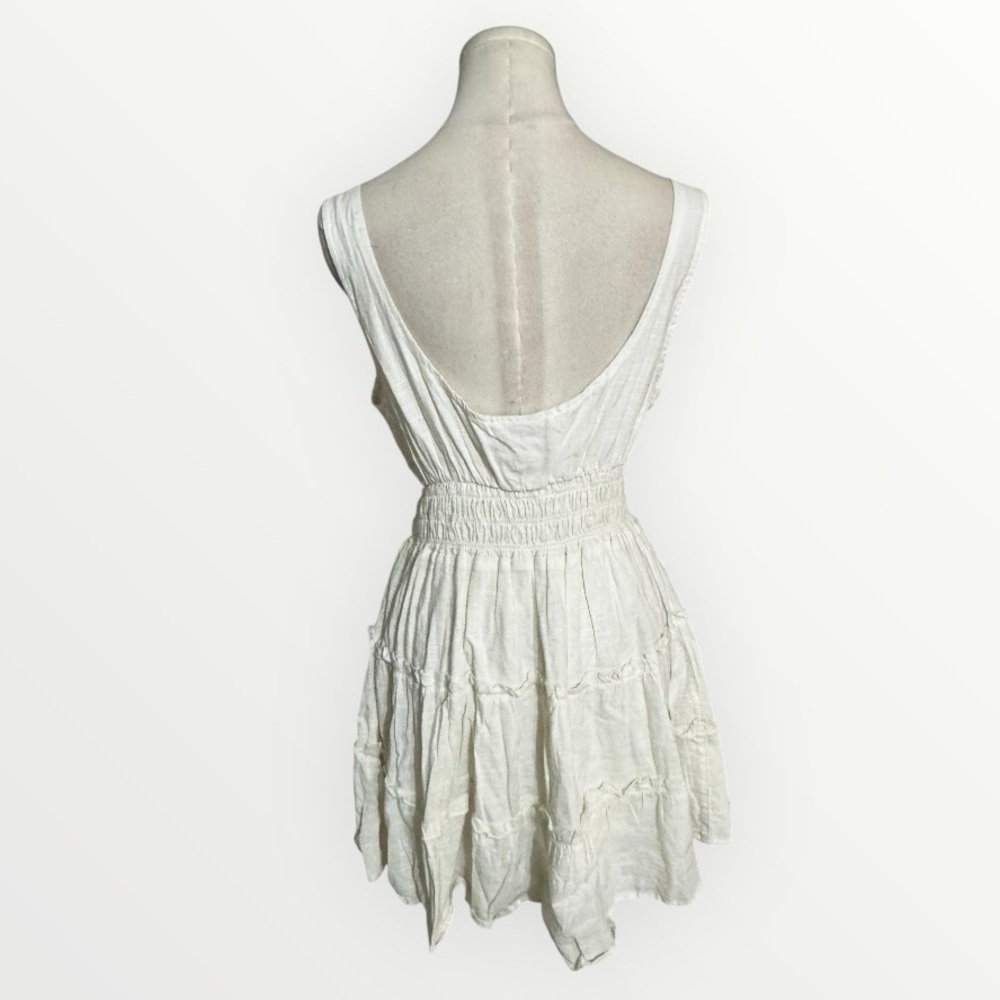 URBAN OUTFITTERS Cream White Sleeveless Mini Dress Boho Bohemian L Vacation - Picture 3 of 6